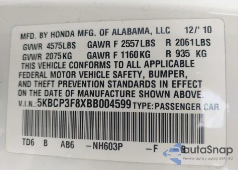 2011 Honda Accord 3.5 Ex-L from USA, damaged, VIN 5KBCP3F8XBB004599